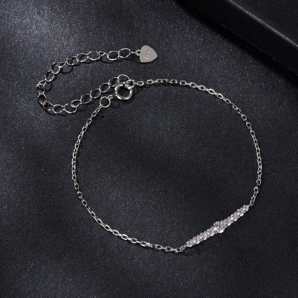 925 Sterling Silver Moissanite Bracelet for Women, Plated White Gold, 15+6cm