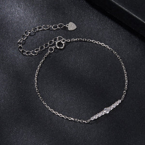 925 Sterling Silver Moissanite Bracelet for Women, Plated White Gold, 15+6cm