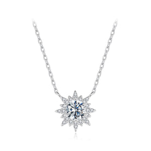 925 Sterling Silver 0.5 Carat Moissanite Necklace in White Gold Plating for Women