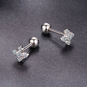 925 Sterling Silver Moissanite Earrings White Gold Plated 0.5cm for Women