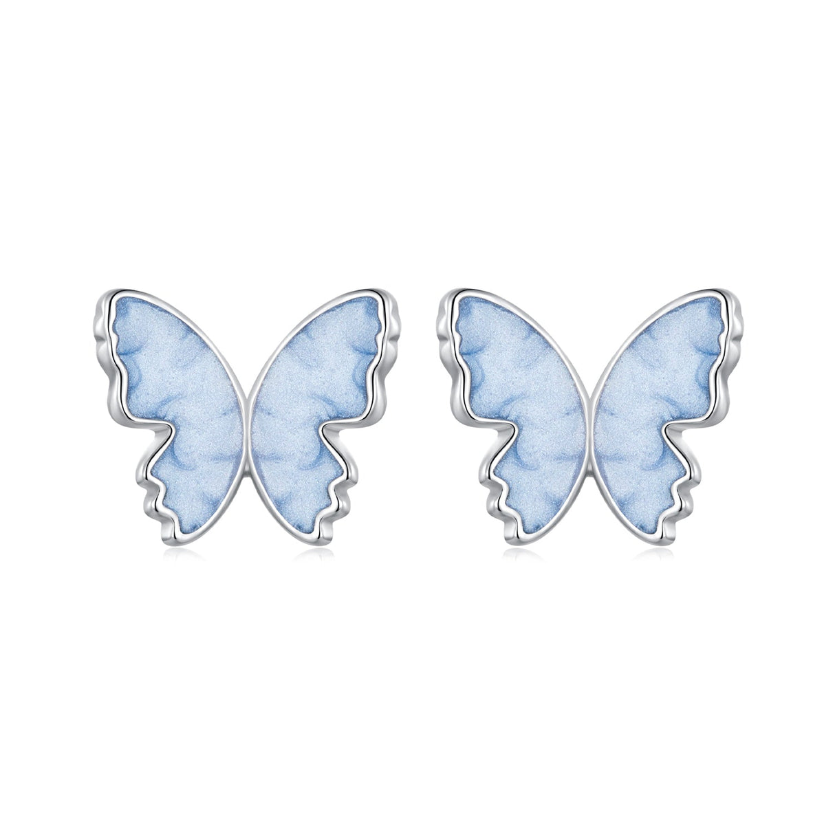 925 Sterling Silver Enamel White Gold Plated Earrings for Women - 1.0x1.2cm