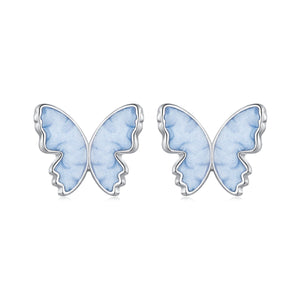 925 Sterling Silver Enamel White Gold Plated Earrings for Women - 1.0x1.2cm