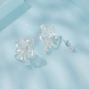 925 Sterling Silver Earrings with Pavé Setting CZ and Resin, 2.5x2.1cm for Women