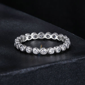 925 Sterling Silver 2mm Moissanite Ring Size 7 for Women