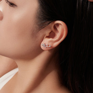 925 Sterling Silver & Brass White Gold Plated Earrings with CZ for Women