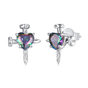 925 Sterling Silver Earrings with Transparent Glass for Women