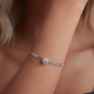 925 Sterling Silver & 1 Carat Moissanite & CZ White Gold Plated Bracelet for Women