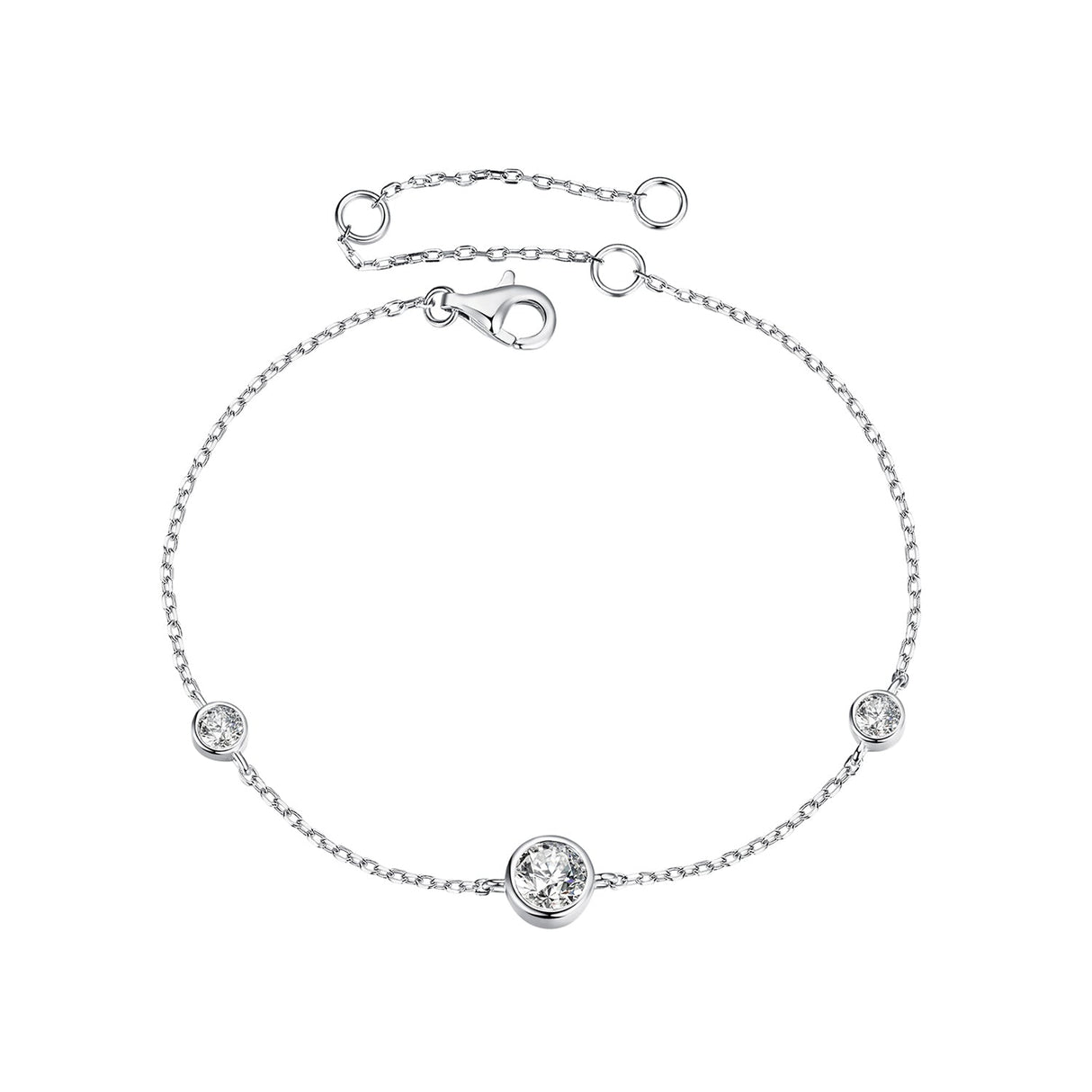 925 Sterling Silver 5mm Moissanite & 3mm Moissanite Bracelet for Women