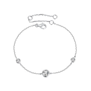 925 Sterling Silver 5mm Moissanite & 3mm Moissanite Bracelet for Women