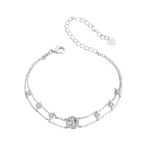 925 Sterling Silver 5.0mm Moissanite Bracelet with CZ and White Gold Plating for Women