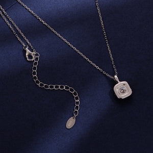 925 Sterling Silver Moissanite 1.4x1.0cm White Gold Plated Necklace 40+5cm for Women