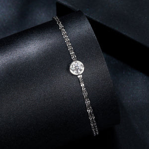 925 Sterling Silver 0.50 Carat Moissanite Bracelet for Women - 15+6cm - Plated White Gold