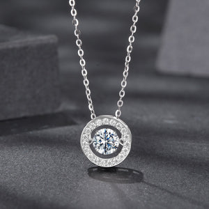 925 Sterling Silver Moissanite Pendant Necklace for Women - 40+5cm, White Gold Plated, Elegant Jewelry