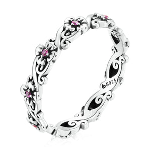 925 Sterling Silver Oxidized CZ Pavé Ring Size 6 for Women