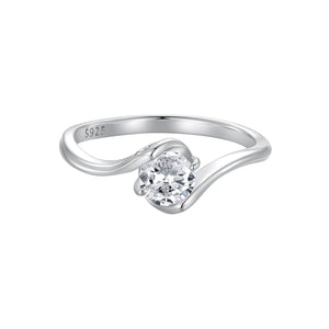 925 Sterling Silver 5mm Moissanite Ring for Women