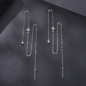 925 Sterling Silver Plated White Gold Moissanite Earrings 7cm for Women