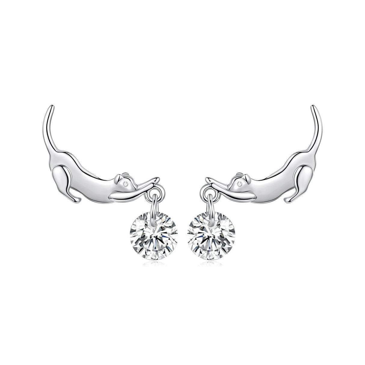 925 Sterling Silver White Gold Plated CZ Earrings 1.6x1.7cm for Women