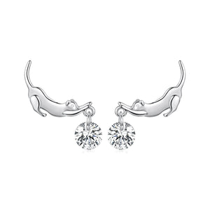 925 Sterling Silver White Gold Plated CZ Earrings 1.6x1.7cm for Women