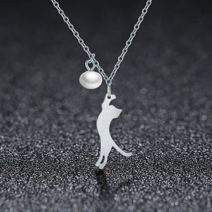 925 Sterling Silver 0.6 Carat Pearl Necklace for Women