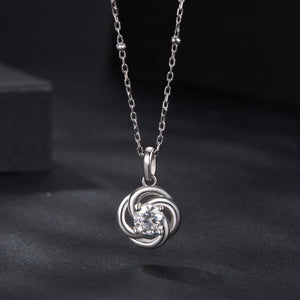 925 Sterling Silver 0.5 Carat Moissanite Necklace with White Gold Plating for Women
