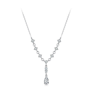 925 Sterling Silver White Gold Plated 1 Carat Moissanite 40+5cm Pavé CZ Necklace for Women