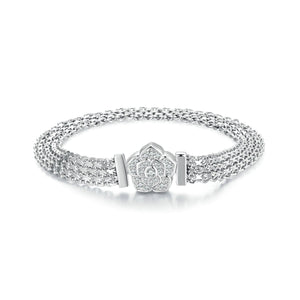 925 Sterling Silver and Platinum Plated 17.0 cm Pavé Setting CZ Bracelet for Women
