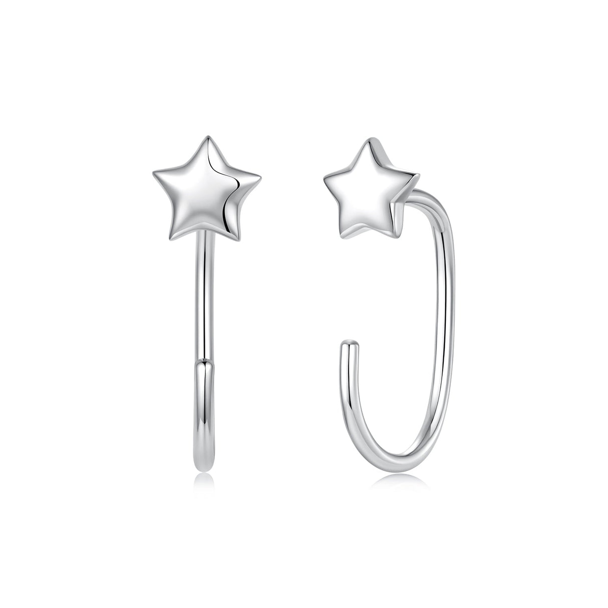 925 Sterling Silver Brass Earrings with White Gold Plating 1.4cm for Women