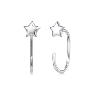 925 Sterling Silver Brass Earrings with White Gold Plating 1.4cm for Women