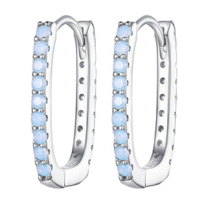 925 Sterling Silver Opal Earrings with Platinum Plating for Women