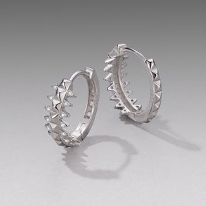 925 Sterling Silver White Gold Plated 1.6cm Pavé CZ Hoop Earrings for Women