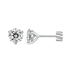 925 Sterling Silver Moissanite Earring 0.7cm White Gold Plated for Women