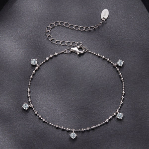 925 Sterling Silver & Moissanite Bracelet for Women - 15+6cm, Plated White Gold