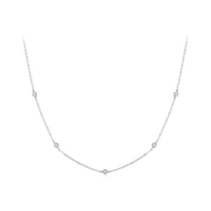 925 Sterling Silver White Gold Plated Adjustable Moissanite Necklace for Women