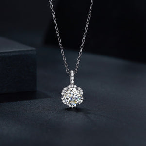 925 Sterling Silver Moissanite Pendant Necklace for Women - 45cm