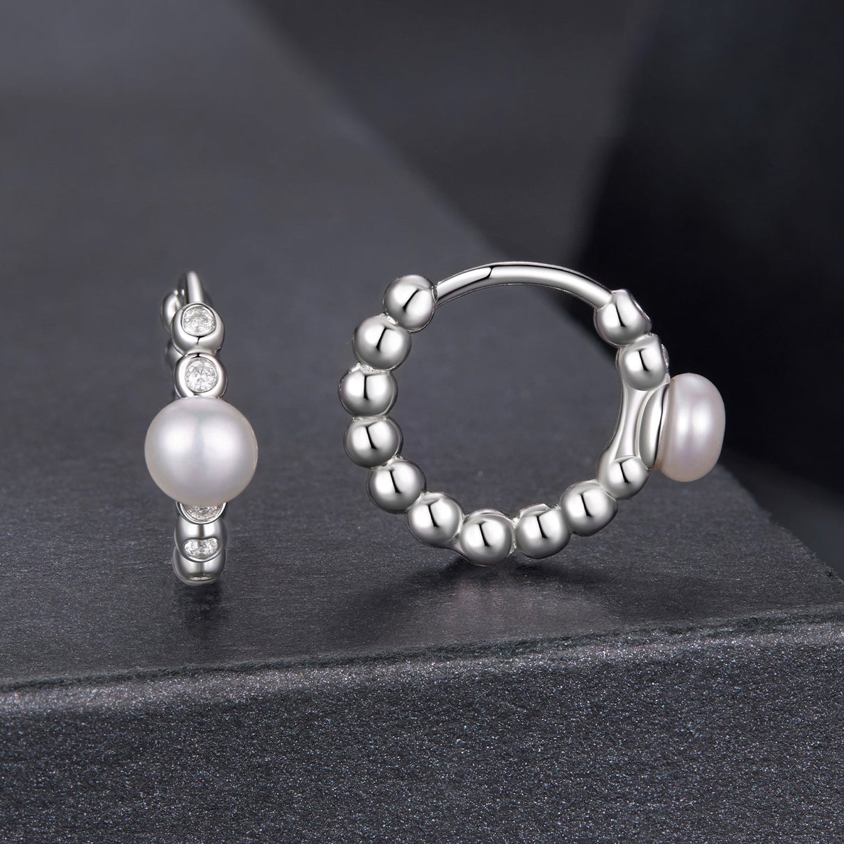 925 Sterling Silver White Gold Plated Moissanite & Pearl Earrings for Women