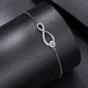 925 Sterling Silver Moissanite Pavé Bracelet for Women - 21cm, White Gold Plated, CZ