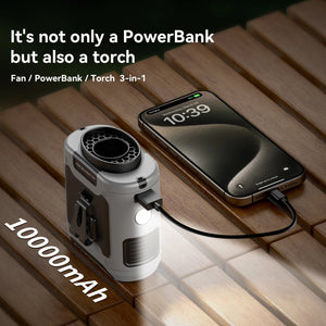 Portable Waist Fan 10000mAh Rechargeable Clip Fan with LED Light Power Bank
