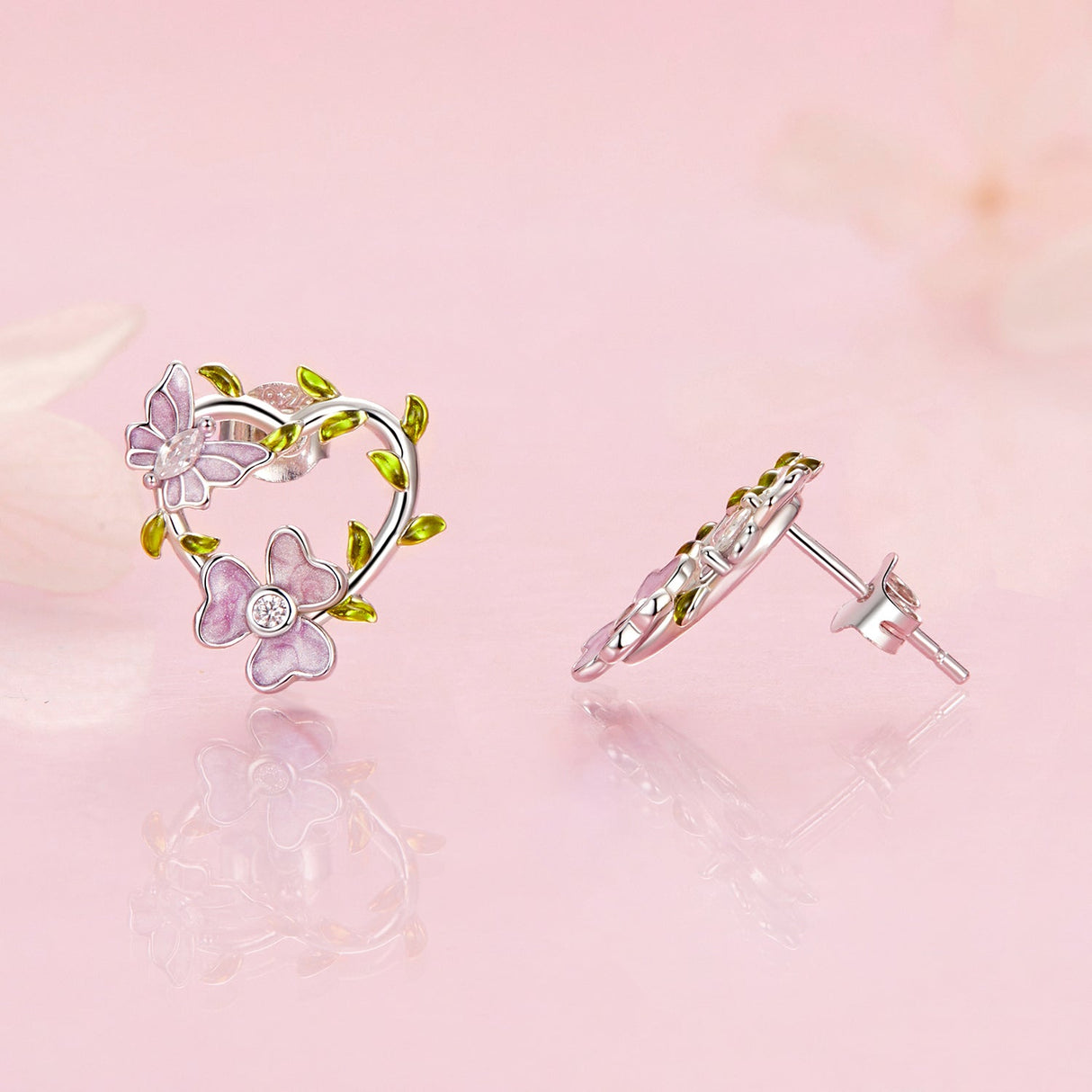 925 Sterling Silver Enamel CZ Plated Earrings