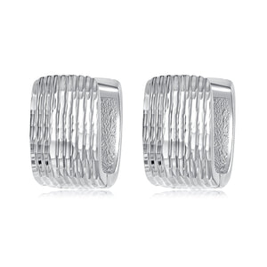 925 Sterling Silver Earrings for Women with White Gold Plating - 1.1cm x 0.7cm