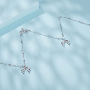 925 Sterling Silver + Plated White Gold Necklace with Adjustable Length for Women