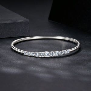 925 Sterling Silver & Moissanite White Gold Plated Bracelet with 0.5cm Moissanite for Women