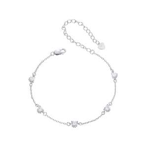 925 Sterling Silver Bracelet with Pavé Setting CZ and White Gold Plating