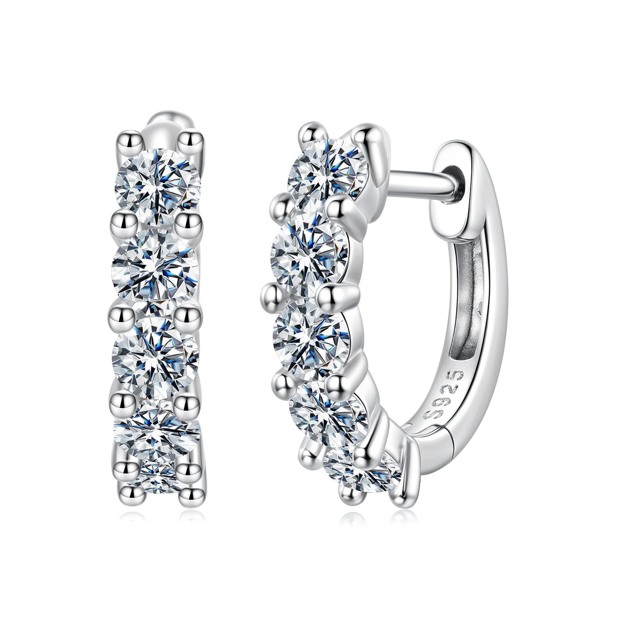 925 Sterling Silver Moissanite Earrings 1.3cm for Women