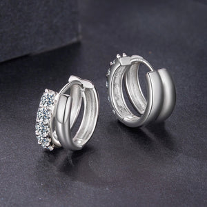 925 Sterling Silver Moissanite 0.06 Carat White Gold Plated Earrings for Women