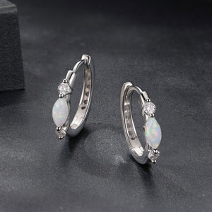 925 Sterling Silver Moissanite and Opal White Gold Plated Earrings for Women