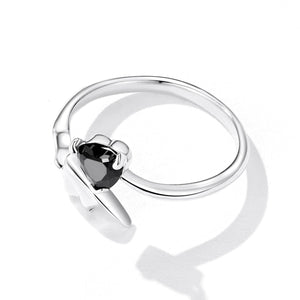 925 Sterling Silver Oxidized Pavé Setting CZ Ring