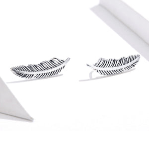 925 Sterling Silver Earrings - Oxidized Silver - 2.4cm x 0.7cm - Women