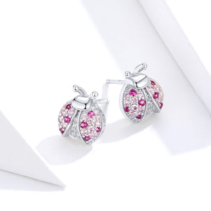 925 Sterling Silver Earrings with Pavé Setting CZ 1x0.9cm for Women