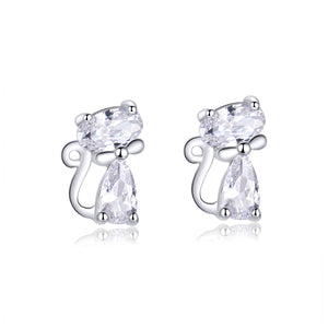 925 Sterling Silver Plated Platinum Earrings with Pavé Setting CZ for Women