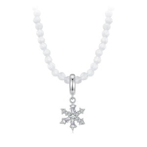 925 Sterling Silver Necklace with Pavé Setting CZ & Transparent Glass for Women